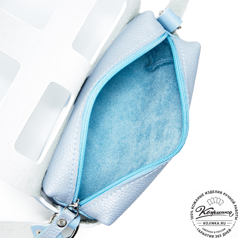 Женская кожаная сумка "Кортни" (голубая) 